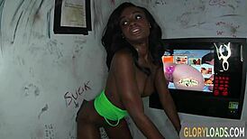 hot ebony babe's throat craves that deep interracial cock suck