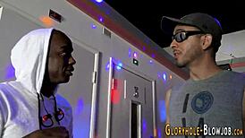 I'm obsessed with slurping this monster black cock at the gloryhole craving that interracial facial explosion