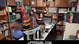 young shoplifter tempts mall officer for office fun