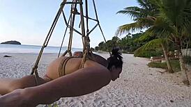 O shibarista Ep 2 😍 Brunette babe swings wild on the coconut tree! 🌴