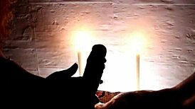 candlelight turns romantic as wife deepthroats big cock at party