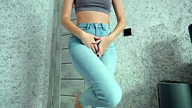 I'm busting desperate pee into soaked wet jeans!!