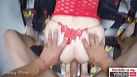 POV doggy creampie finishes slutty pussy after sensual bareback riding doggystyle close-up