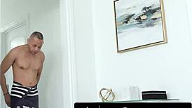 Sexy voyeur stepmom Lily Lane craves stepson's big dick deep in wet pussy rough cowgirl