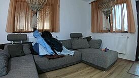 Milfycalla spreads legs in stockings, masturbates with dildo while dirty talking.