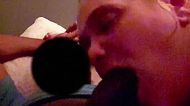 black midget bimbo deepthroats monster bbc with sloppy gagging gumjob in bedroom