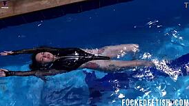 jessica bunny spreads wet pussy lips underwater pool tease