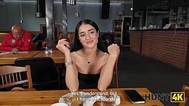 Russian petite Ara Mix heels deepthroat rough toilet sex with pickup friend shaved pussy