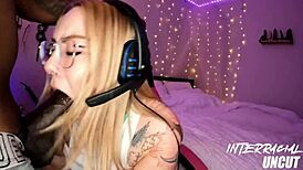 thick pawg streamer chokes on huge bbc deepthroat while shaking fat ass 🍑💦