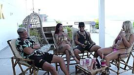 Bruna Carlos and Matheus Caetano couple casting compilation handjobs and lingerie on sheer red