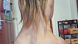 Watch this blonde slut ride chair for 5 minutes?