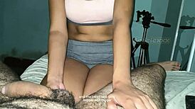 Pretty sensual latina with huge tits and fat curves toys her pov pussy intimately