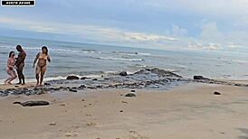 playtime turns into wild beach sex bang with ripped clothes and creampie ohh