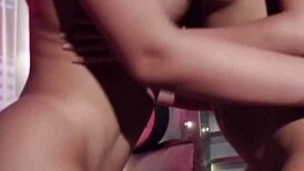 Briana Moon and Baby Nicols take turns anal fucking in lingerie.