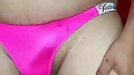 femboy shakes panties in intimate lingerie dance