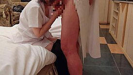 damn nurse makes me feel good with her tongue then rides me to creampie cosplay blowjob