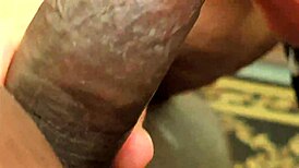 black dude in try not to cum challenge with wife slurping his cock but he blasts jizz in her mouth anyway 😩💦😂