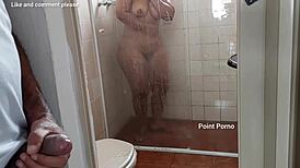 Wow, stepmom showers door wide open begging me to spy her naked body!