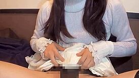 cute glasses japanese shemale masturbates quietly in private