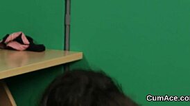 horny beauty gulps thick facial cum load