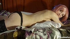 stepsister spreads legs wide in stockings for hardcore pussy plowing doggystyle