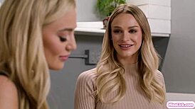 BIG TITS blonde office lesbians kiss finger hairy pussies wildly!