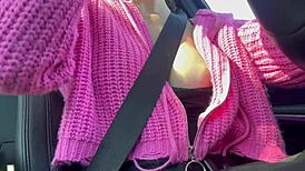 Italiana big tits milf Artemisia Love flashes juicy rack on sexy car ride