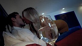 Scarlet red watches stud explode cum all over her sweaty squirting tits