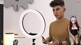 college gamer girl in miniskirt stockings hits debauchery level 34 at brothel