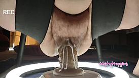 I Cum Hard on Sex Chair with Dildo in My Creamy Cunt