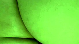 Cum leaks from pussy as she strap-on fucks him after chastity belt blowjob!