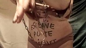 Humiliate me more, slave pins body in painful auto-session agony