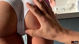 my neighbor's tight ass on the table while boyfriend relaxes next door 😏🍑 desk anal quickie