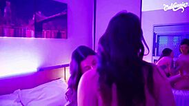 two hot brunette brazilian tattooed babes in california lick wet pussies and big asses to orgasm