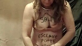 Humiliate me more, slave pins body in painful auto-session agony