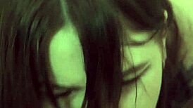 Cum leaks from pussy as she strap-on fucks him after chastity belt blowjob!