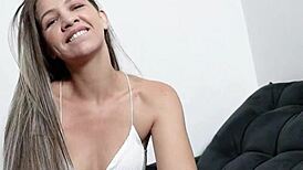 skinny blonde milf deepthroats pov cock then swallows every cum drop