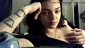 Hot girl reveals her sexy big tits up close