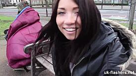 British lassie soaks pants publicly in exhibitionist piss flash