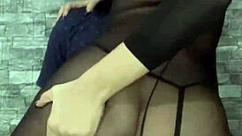 dominating my pantyhose heels boot friend stepping on small cock for creampie