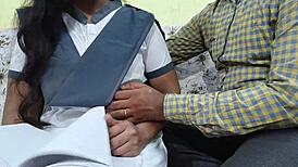 tuition teacher seduces student girl with promises and fixes her hairy pussy good 😩💦