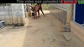 ebony chubby girlfriend joins african landlord bathing fuck doggystyle creampie