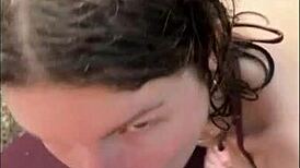 damn this horny bikini teen sucks my cock oily on beach outdoors 😏🌴