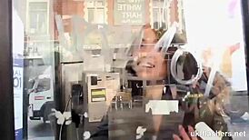 British lassie soaks pants publicly in exhibitionist piss flash