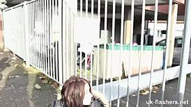 British lassie soaks pants publicly in exhibitionist piss flash