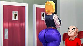 dbz android 18's big ass pussy gets blown and fucked hard by studs