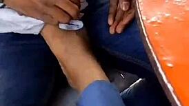 Licking Goddess Feet in Restaurant Fantasy with Small Cock Humiliation and Spitting