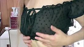 Tiny Blonde Amateur Gags on Dildo Before Intense Pussy Orgasm