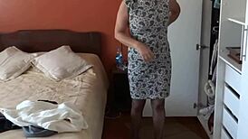 hairy latina milf wife in erotic lingerie heads to work real cuckold tease