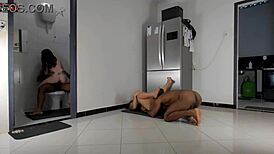 Teen Watches Mom Fuck Stepdad in Kitchen Then Takes Half-Brother's Cock in Bathroom